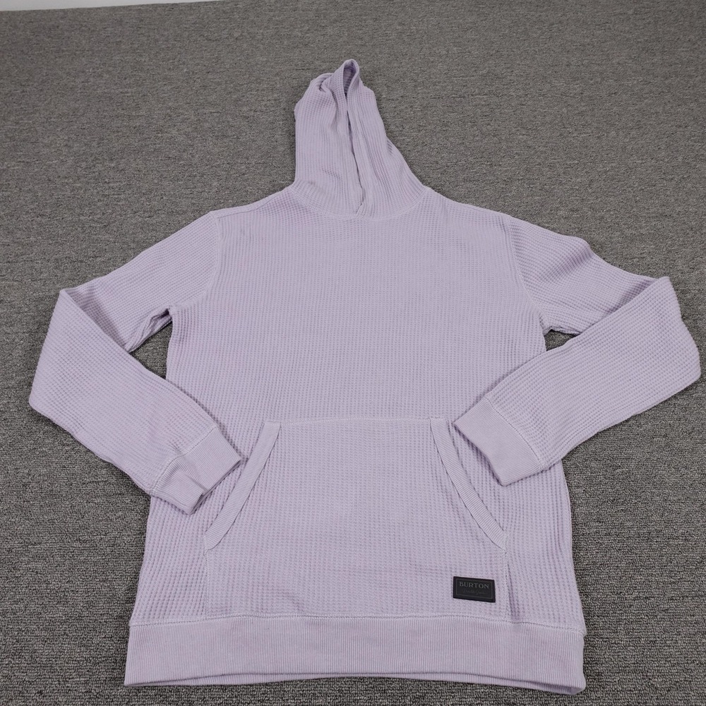 Burton Hoodie Mens Small Purple Thermal‎ Waffle Knit Pullover Kangaroo Pocket